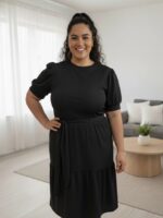 Vestido Feminino Plus Size Midi Canelado