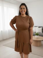 Vestido Feminino Plus Size Midi Canelado - Imagem 6