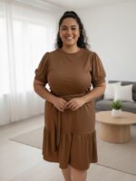 Vestido Feminino Plus Size Midi Canelado - Imagem 5