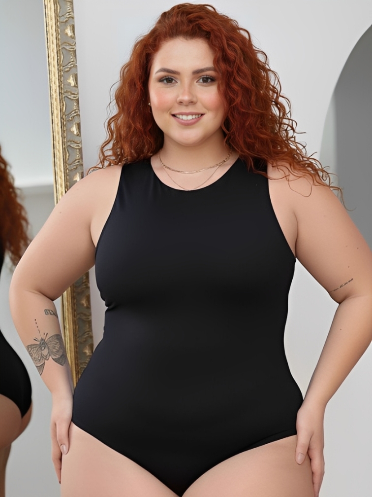 5 (1) Body Feminino Plus Size Suplex Sem Manga - Imagem 1