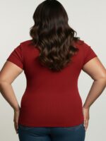 Blusa Feminina Plus Size Canelada Manga Curta - Imagem 9