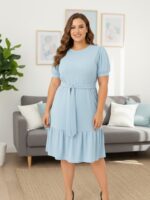 Vestido Feminino Plus Size Midi Canelado - Imagem 11