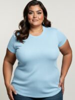 Blusa Feminina Plus Size Canelada Manga Curta - Imagem 11
