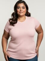Blusa Feminina Plus Size Canelada Manga Curta - Imagem 10