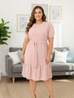 Vestido Feminino Plus Size Midi Canelado - Imagem 10